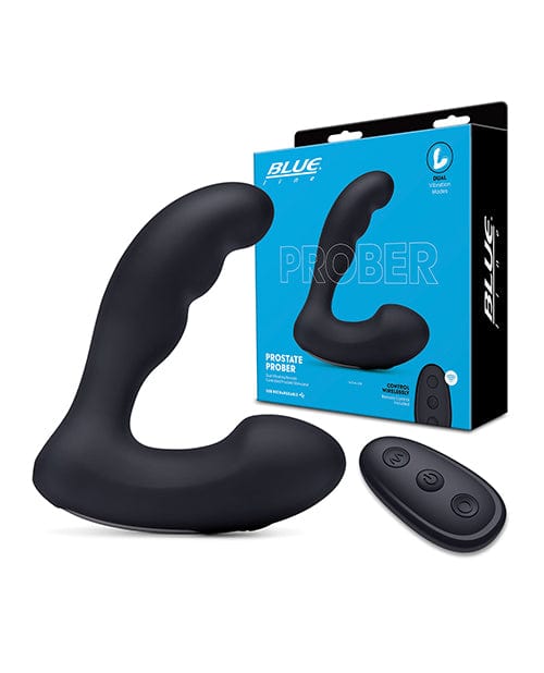 Electric Eel INC Blue Line Vibrating Prostate Prober W-remote - Black Anal Toys