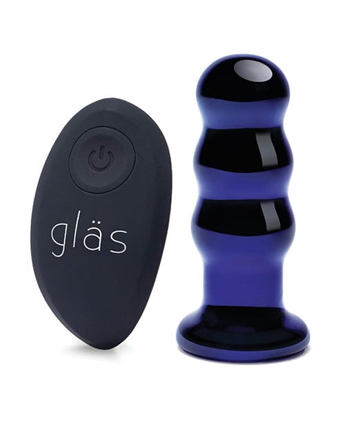 Electric Eel INC Glas 3.5" Rechargeable Vibrating Beaded Butt Plug - Blue Anal Toys