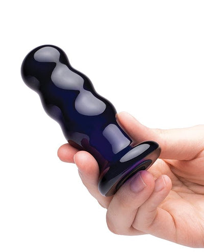 Electric Eel INC Glas 3.5" Rechargeable Vibrating Beaded Butt Plug - Blue Anal Toys