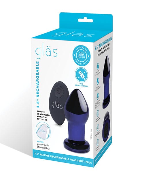 Electric Eel INC Glas 3.5" Rechargeable Vibrating Butt Plug - Blue Anal Toys