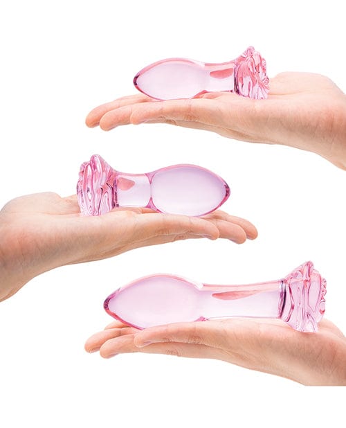 Electric Eel INC Glas 3 Pc Rosebud Butt Plug Set - Pink Anal Toys
