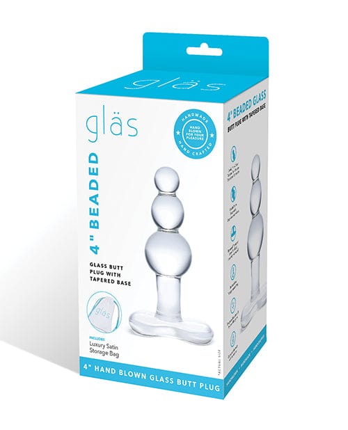 Electric Eel INC Glas 4" Beaded Glass Butt Plug W/tapered Base - Clear Anal Toys
