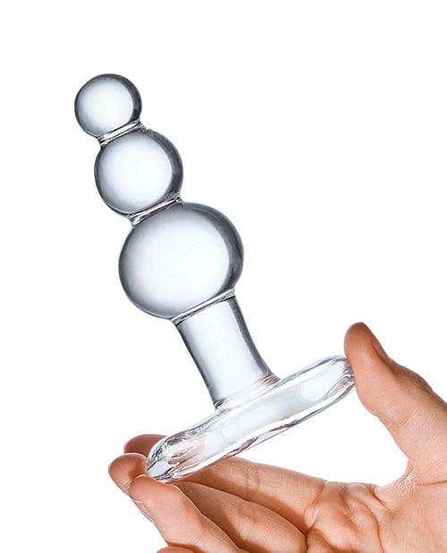 Electric Eel INC Glas 4" Beaded Glass Butt Plug W/tapered Base - Clear Anal Toys