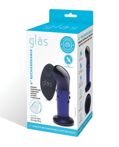 Electric Eel INC Glas 4" Rechargeable Vibrating Dotted G Spot/p Spot Plug - Blue Anal Toys
