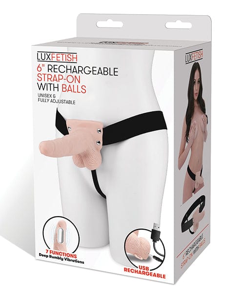 Electric Eel INC Lux Fetish 6" Rechargeable Strap On W/balls Ivory Dildos