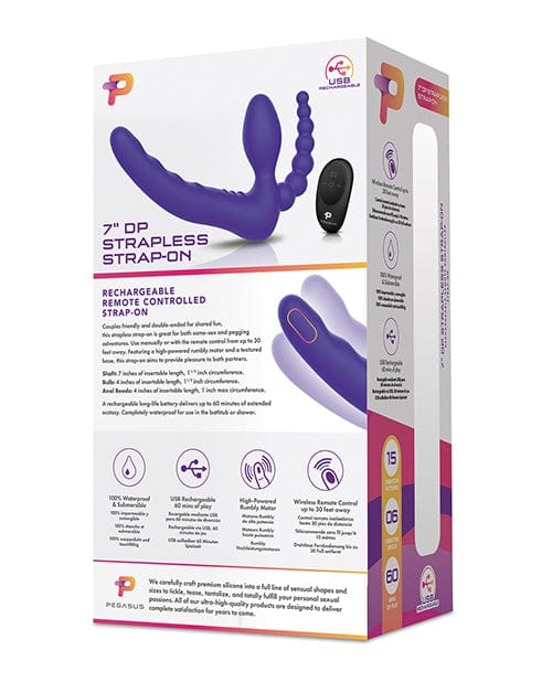 Pegasus 7" Strapless Strap On with remote - Purple