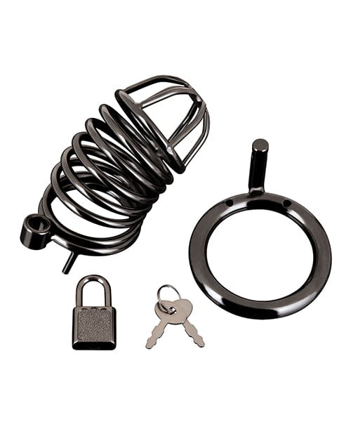 Electric Eel INC Blue Line Deluxe Chastity Cage Black Kink &amp; BDSM