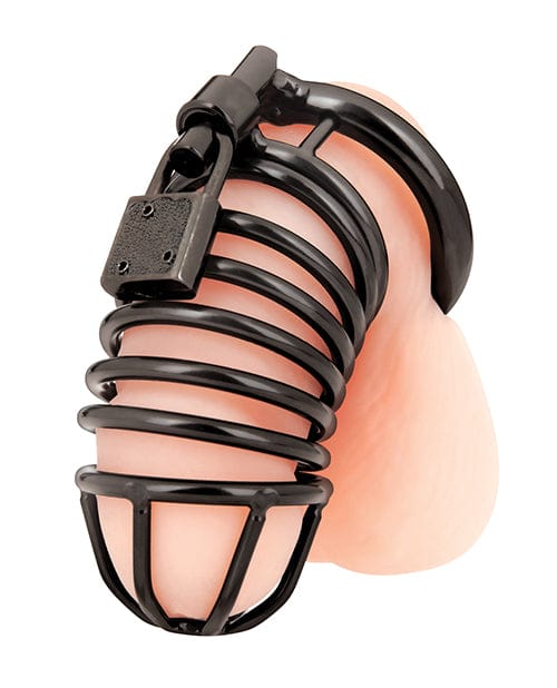 Electric Eel INC Blue Line Deluxe Chastity Cage Black Kink &amp; BDSM