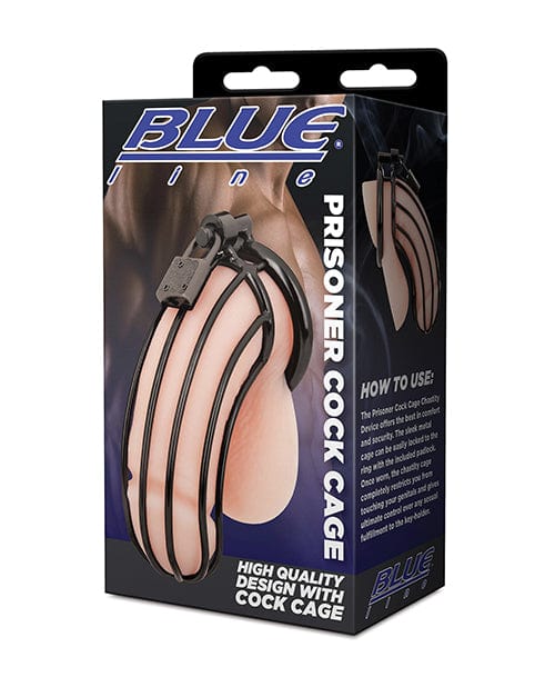 Electric Eel INC Blue Line Prisoner Cock Cage Black Kink &amp; BDSM