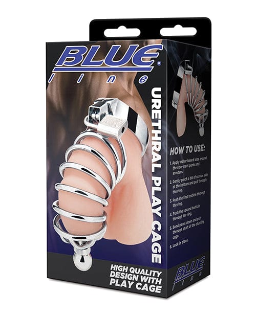 Electric Eel INC Blue Line Urethral Play Cage - Silver Kink &amp; BDSM
