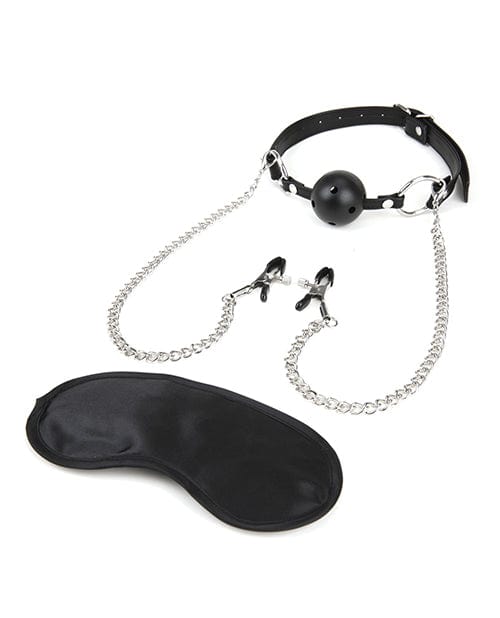Electric Eel Lux Fetish Breathable Ball Gag with Adjustable Pressure Nipple Clamps Kink & BDSM