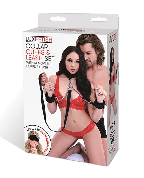 Electric Eel Lux Fetish Collar Cuffs &amp; Leash Set - Removable Kink &amp; BDSM