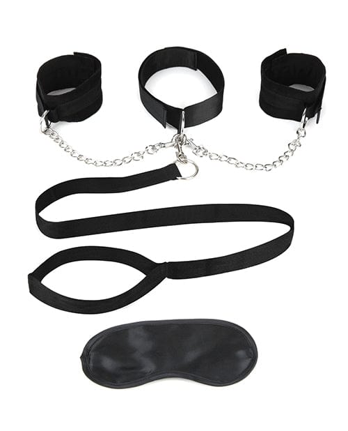 Electric Eel Lux Fetish Collar Cuffs &amp; Leash Set - Removable Kink &amp; BDSM
