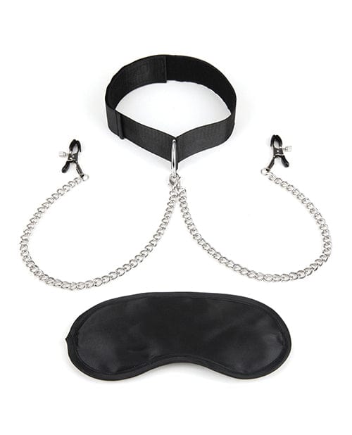 Electric Eel Lux Fetish Collar & Nipple Clamps with Adjustable Pressure Clamps Kink & BDSM