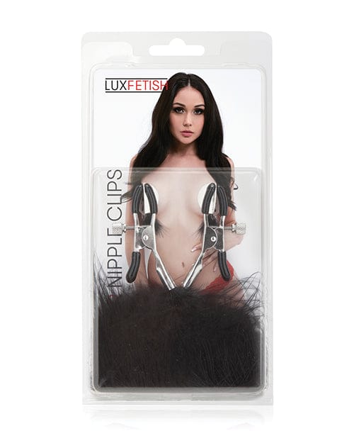 Electric Eel Lux Fetish Feather Nipple Clips - Black Kink &amp; BDSM