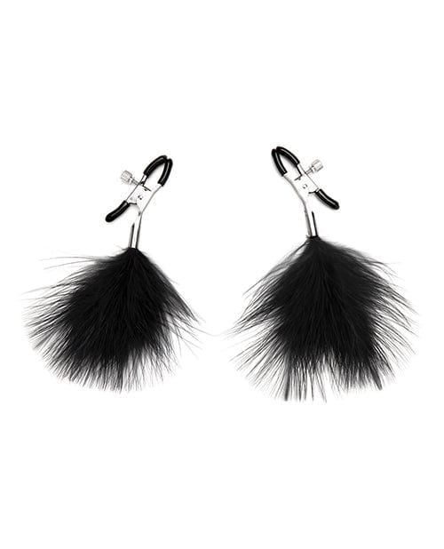 Electric Eel Lux Fetish Feather Nipple Clips - Black Kink &amp; BDSM
