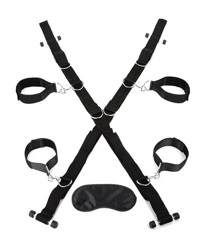 Electric Eel Lux Fetish Over The Door Cross with 4 Universal Soft Restraint Cuffs Kink & BDSM