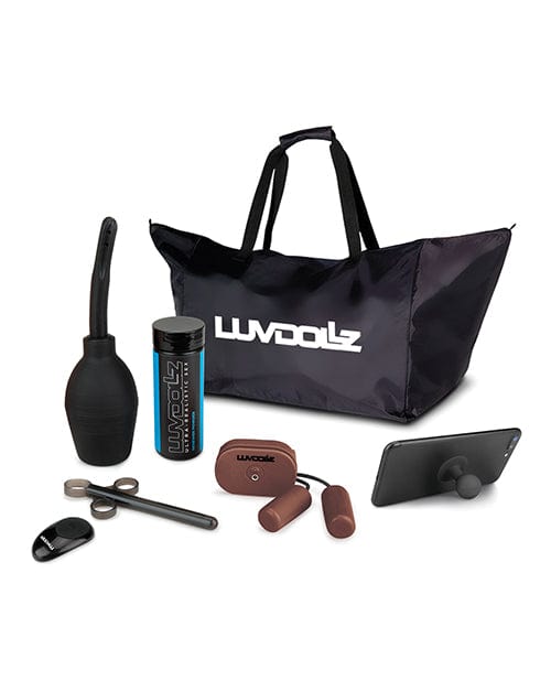 Electric Eel Luvdolz Remote Control Rechargeable Spread Eagle Pussy &amp; Ass with Douche - Mocha Penis Toys