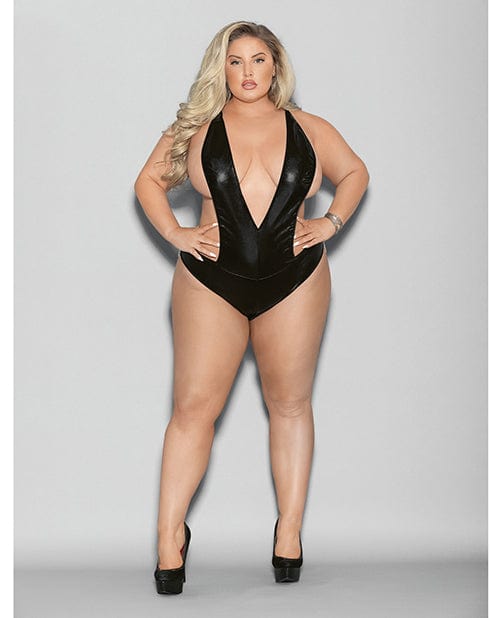 Escante INC Euphoria Wet Look Deep V Teddy Black O/q Lingerie &amp; Costumes