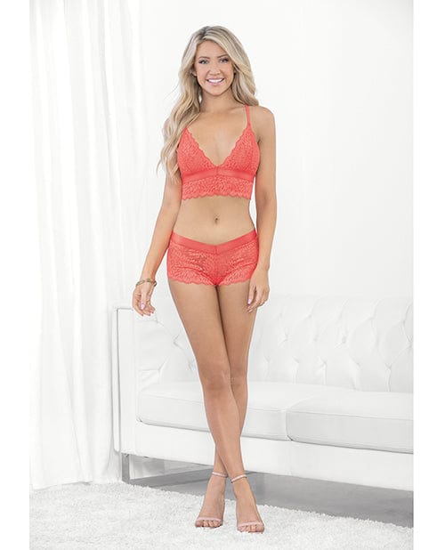 Neon Cami with wide Elastic Band & Booty Short Neon Coral