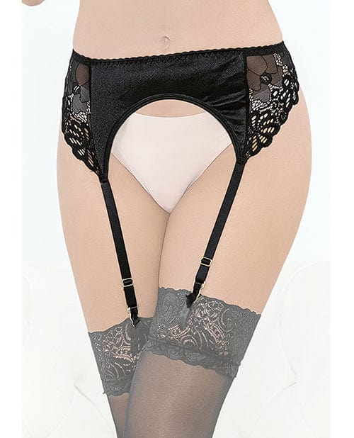 Escante INC Satin &amp; Lace Garterbelt Black / Large Lingerie &amp; Costumes