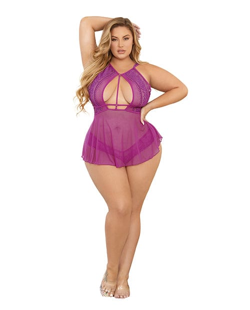 Escante INC Sheer Shorty Babydoll Wild Orchid 1Xl Lingerie &amp; Costumes