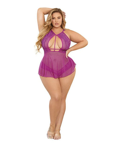 Escante INC Sheer Shorty Babydoll Wild Orchid 1Xl Lingerie & Costumes