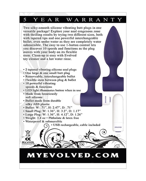 Evolved Novelties Evolved Dynamic Duo Anal Rechargeable - Purple-White Anal Toys