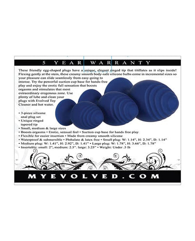 Evolved Novelties Evolved Get Your Groove On 3 Piece Silicone Anal Plug Set - Blue Anal Toys