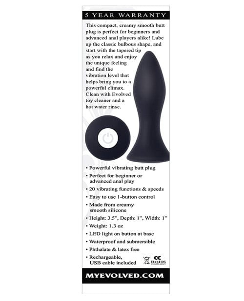 Evolved Novelties Evolved Mini Butt Plug - Black Anal Toys