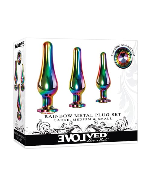 Evolved Novelties Evolved Rainbow Metal Plug Set Anal Toys