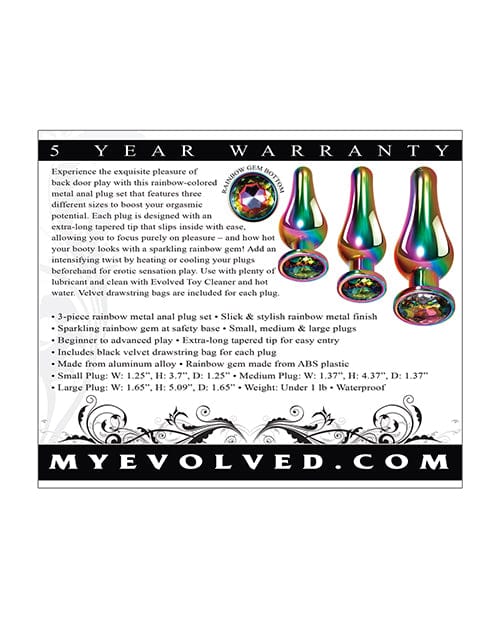Evolved Novelties Evolved Rainbow Metal Plug Set Anal Toys