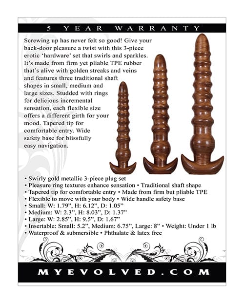 Evolved Twisted Love 3 Piece Plug Set - Gold