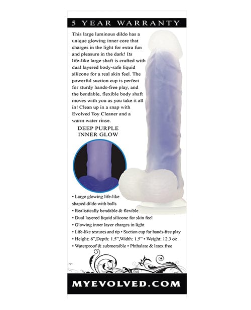 Evolved Novelties Evolved Luminous Dildo Non Vibrating - Purple Dildos