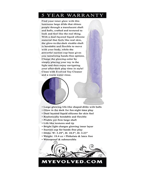 Evolved Novelties Evolved Luminous Dildo Stud Non Vibrating - Purple Dildos