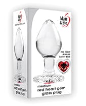 Evolved Novelties INC Adam &amp; Eve Red Heart Gem Glass Plug Medium Anal Toys