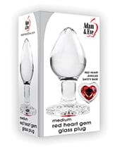 Evolved Novelties INC Adam & Eve Red Heart Gem Glass Plug Medium Anal Toys