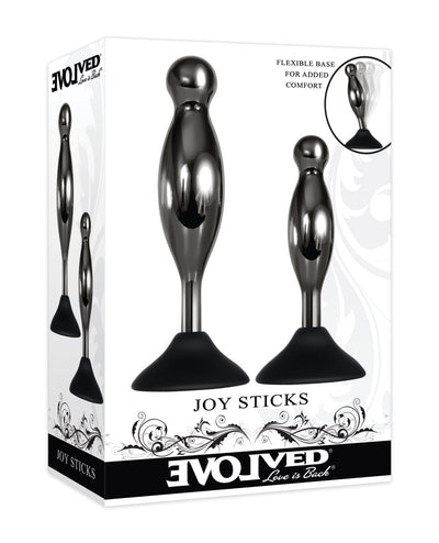 Evolved Novelties INC Evolved Joy Sticks 2 Pc Plug Set - Black-chrome Anal Toys