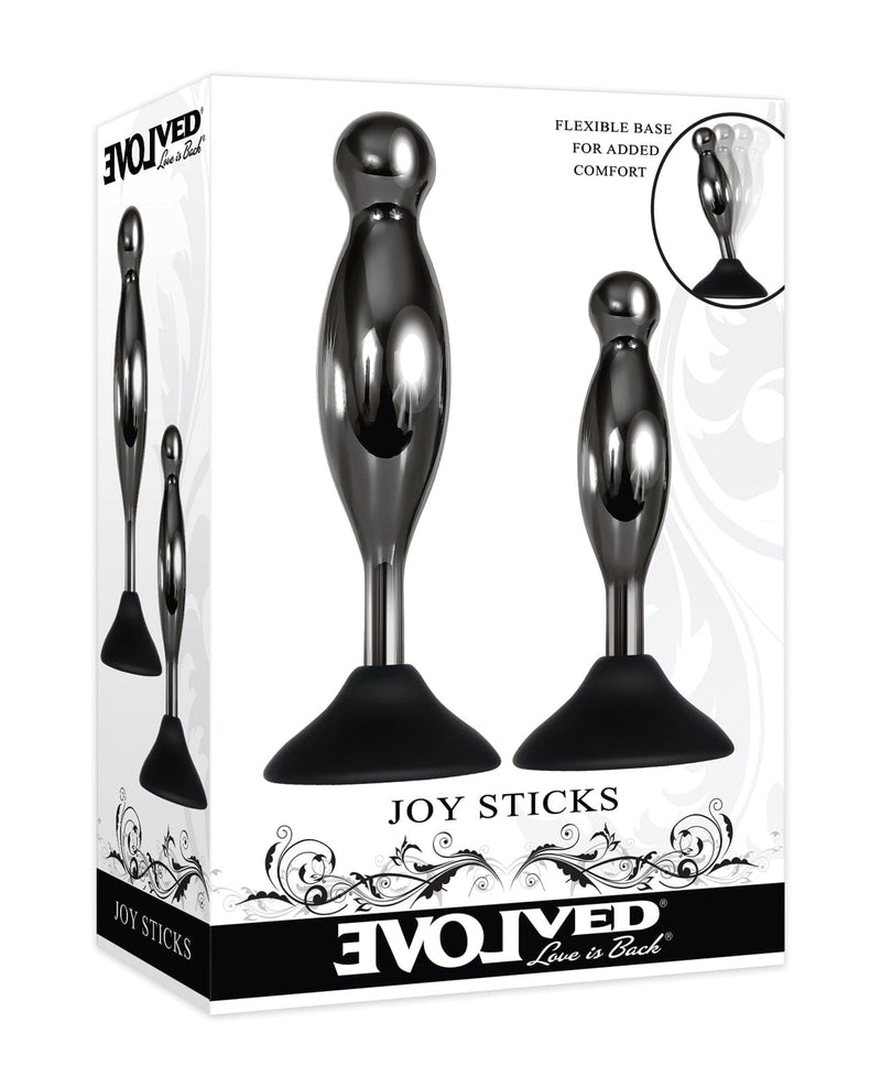 Evolved Novelties INC Evolved Joy Sticks 2 Pc Plug Set - Black-chrome Anal Toys