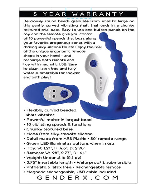 Evolved Novelties INC Gender X Beaded Pleasure - Blue Anal Toys