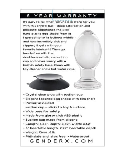 Evolved Novelties INC Gender X Crystal Ball Plug W-suction Cup - Clear Anal Toys