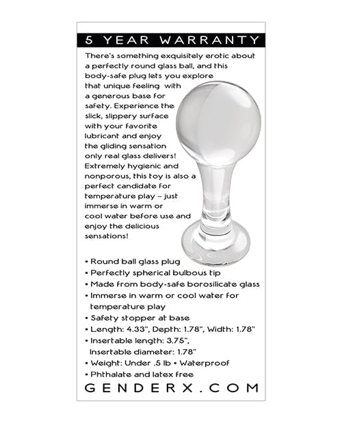 Evolved Novelties INC Gender X The Baller  Glass Plug - Clear Anal Toys