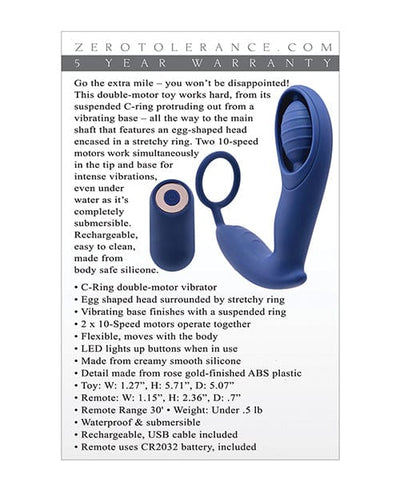 Evolved Novelties INC Zero Tolerance Extra Mile C Ring Vibrator - Blue Anal Toys