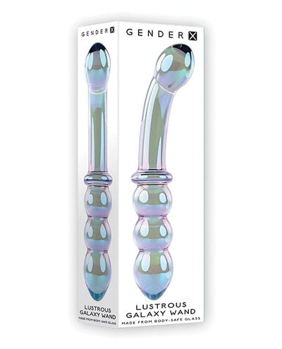 Evolved Novelties INC Gender X Lustrous Galaxy Wand Dual Ended Glass Massager - Green Dildos