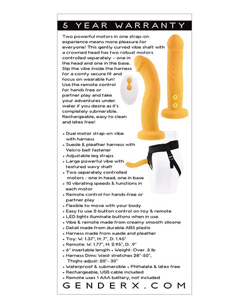 Evolved Novelties INC Gender X Sweet Embrace Dual Motor Strap On Vibe W-harness - Yellow Dildos