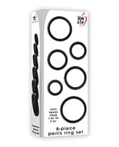 Evolved Novelties INC Adam & Eve 6 Pc Silicone Penis Ring Set - Black Penis Toys