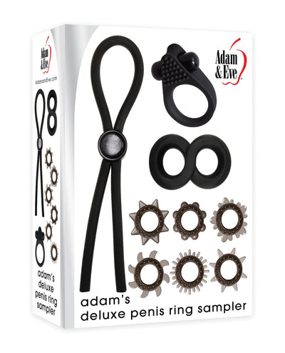 Evolved Novelties INC Adam & Eve Adam's Deluxe Penis Ring Sampler - Black-smoke Penis Toys