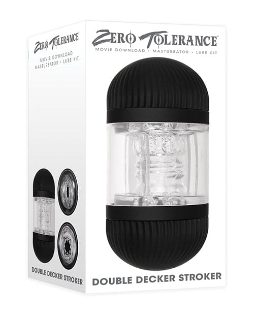 Evolved Novelties INC Zero Tolerance Double Decker Stroker - Black-clear Penis Toys