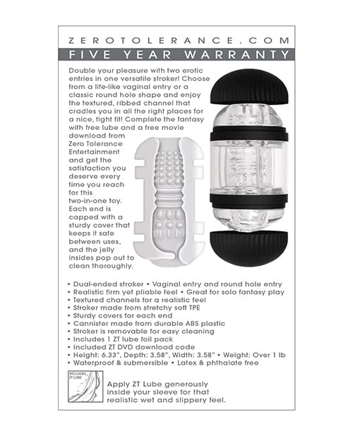 Evolved Novelties INC Zero Tolerance Double Decker Stroker - Black-clear Penis Toys