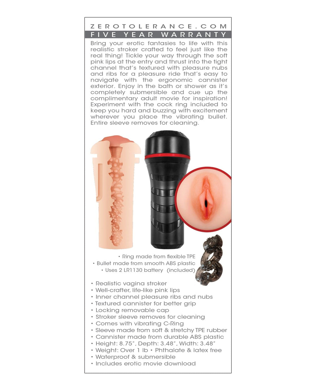 Evolved Novelties INC Zero Tolerance Pop On The Go Stroker Penis Toys